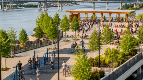 New Westminster opens expanded Westminster Pier Park with fitness area, trees and plaza