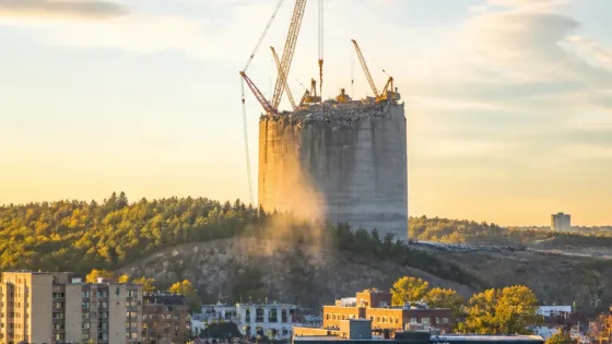 Sudbury's Superstack coming down: progress visible as demolition continues at Copper Cliff