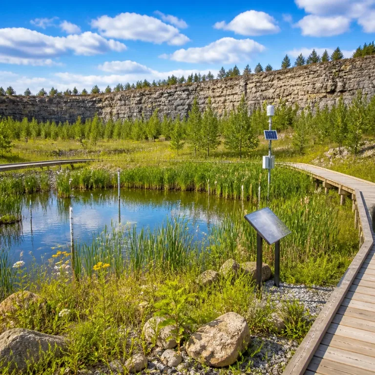 Former Newbold Quarry converted to wetlands and woodland under science-led plan