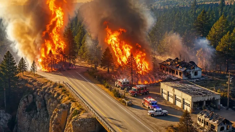 Two major wildfires merge north of Clinton, flames cross Highway 97 and damage reported
